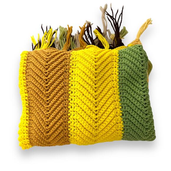 Handmade Crochet Throw Blanket Afghan Chevron Zig Zag Multicolor Stripe 50"x53" - Picture 16 of 16